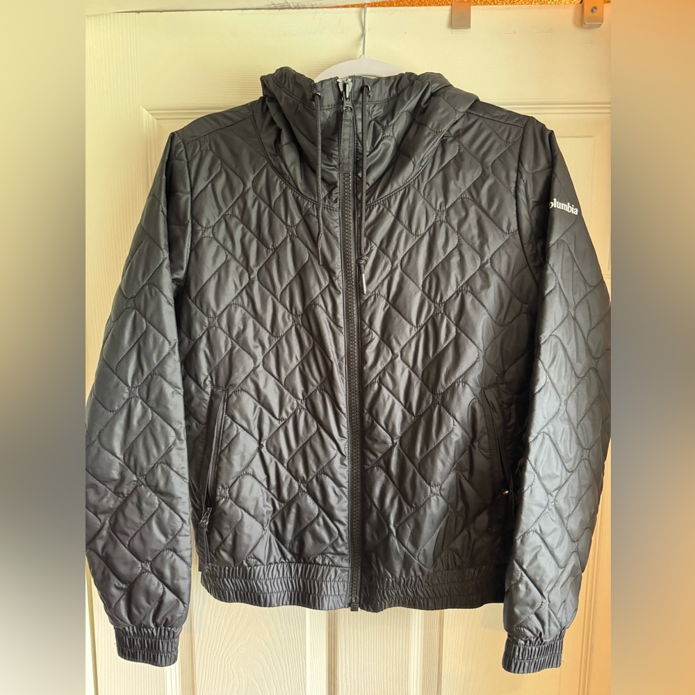 Columbia Black Quilted Jacket with Hood